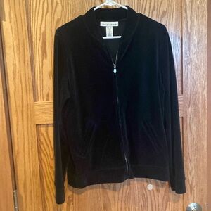 Jones New York Black Velvet Zip Up with Pockets XL
